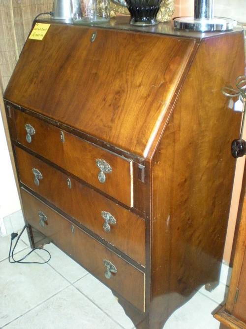 WALNUT DROP FRONT WRITING DESK