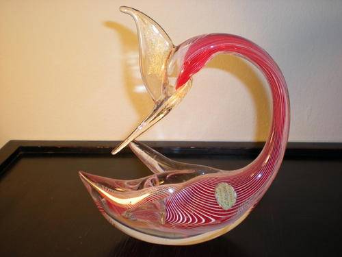 MURANO GLASS BIRD BY ''L. NASON'' VENICE WITH ORIGINAL LABEL
