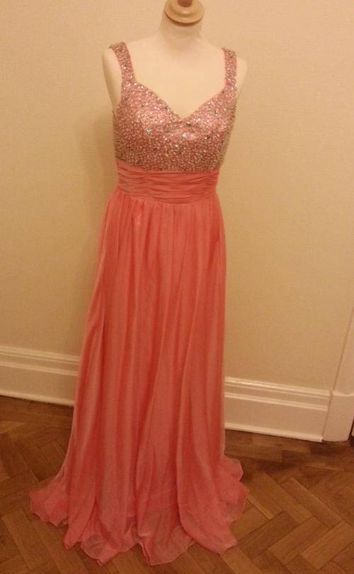 RHINESTONE FORMAL PEACH DRESS SIZE 14
