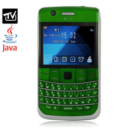 Green T9900 Quad Band Four SIM Four Standby Wifi JAVA TV Phone