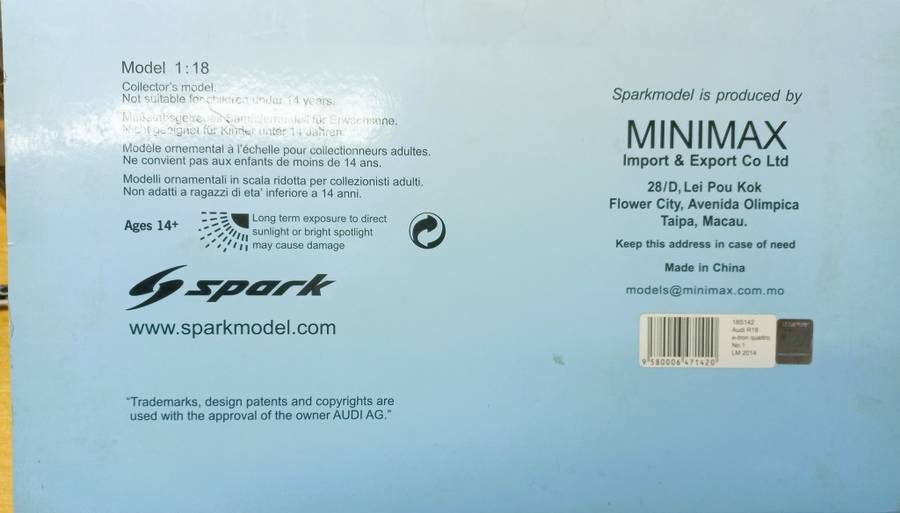 SPARK -  AUDI R18 e-tron LE MANS 2014 - BOXED
