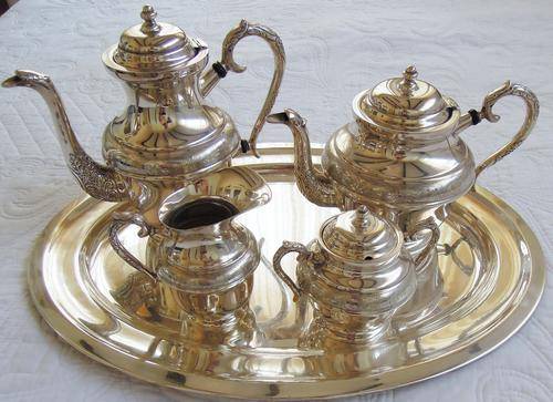 Beautiful Regal Silver Plated Tea & Coffee Set - 4290g