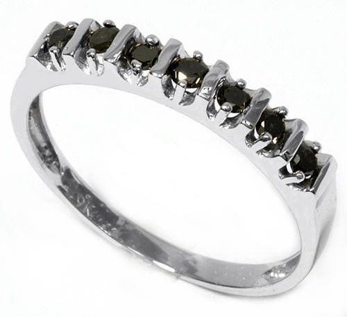 **** EARLY VALENTINE SPECIAL *** BLACK DIAMOND SOLID 9CT WHITE GOLD FINE RING
