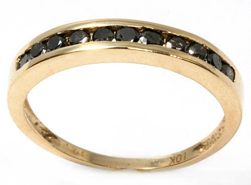 **** EARLY VALENTINE SPECIAL *** SOLID 9KT YELLOW GOLD BLACK DIAMOND ANNIVERSARY BAND RING