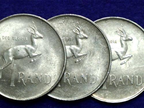***** THREE Rare Tagged Ear R1 Springbok 1966 Coins ******