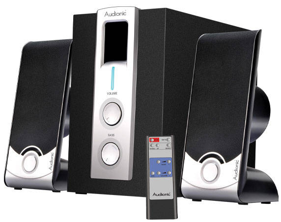 AUDIONIC *MAX5 ULTRA* 2200W PMPO SPEAKERS WITH BUILTIN FM RADIO, REMOTE (NEW)