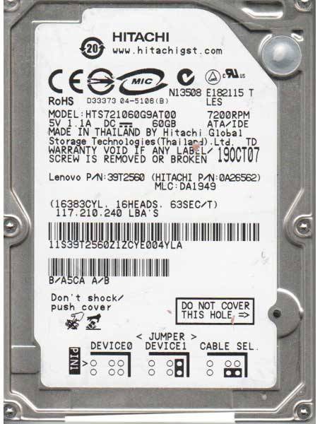 HARD TO FIND - HITACHI {{60GB}} 2.5" IDE HARD DISK