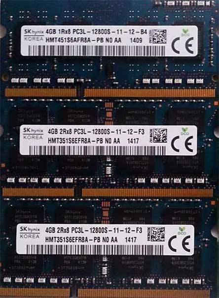 4GB SAMSUNG / SK HYNIX DDR3 12800 1600MHz LAPTOP RAM