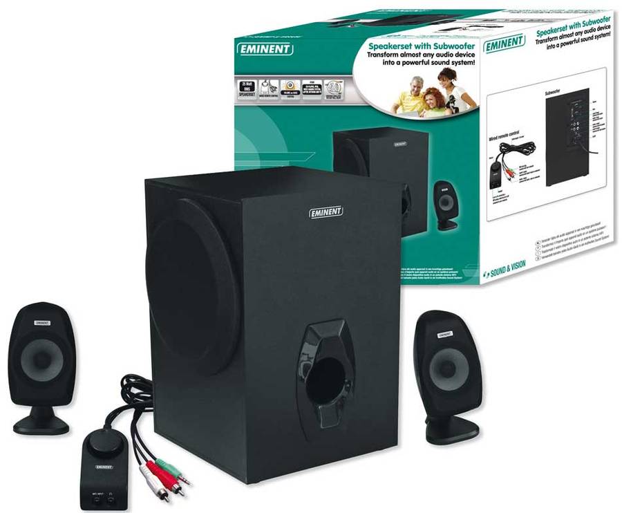 EMINENT HIGH QUALITY 2.1 CHANNEL SPEAKERS WITH WIRED REMOTE (BRAND NEW)