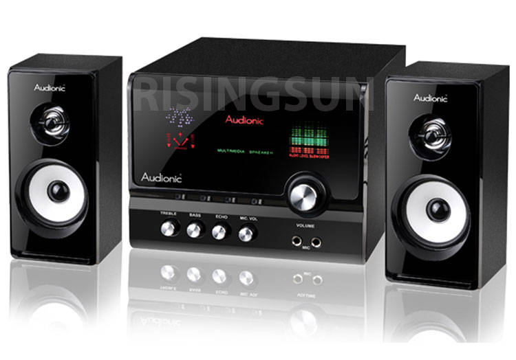 AUDIONIC *GLOW II* 3000W SPEAKERS WITH BUILTIN MP3 PLAYER, FM RADIO, REMOTE, CARD READER, USB (NEW)