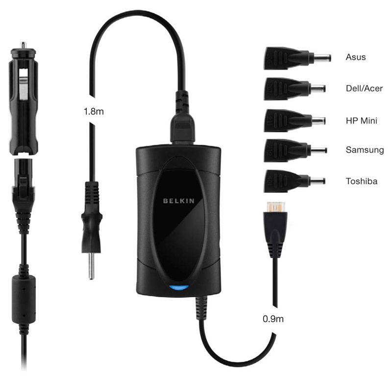 BELKIN 40W CHARGER with USB CHARGING PORT, CAR ADAPTER FOR NETBOOKS (BRAND NEW)