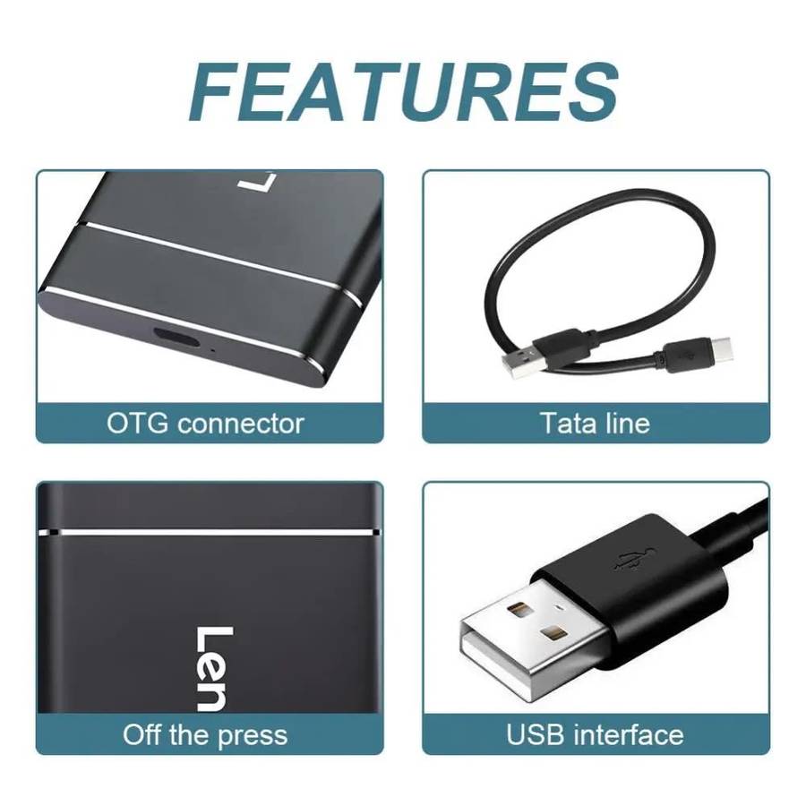 Lenovo Portable SSD External Hard Drive 2TB External Solid State Drive USB 3.1 Lenovo Portable SSD E