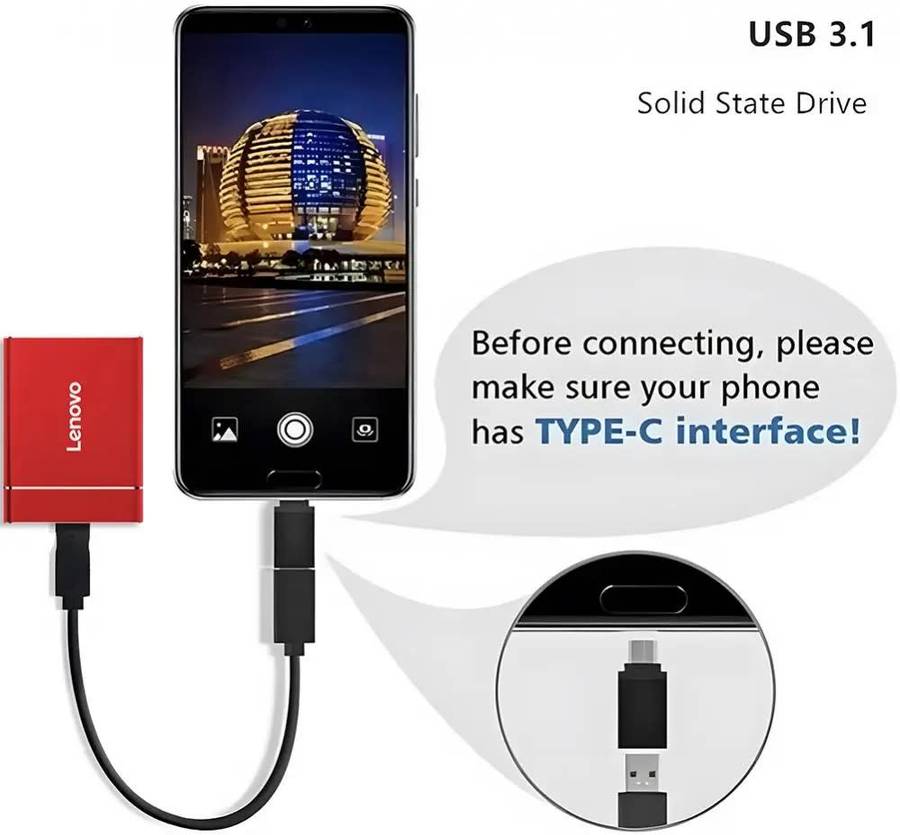 Lenovo Portable SSD External Hard Drive 2TB External Solid State Drive USB 3.1 Lenovo Portable SSD E