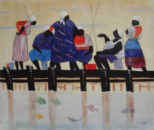 chit chat conversations oil painting