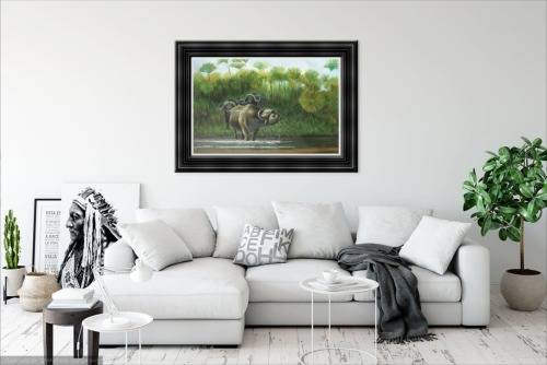 african wildlife buffalo oil painting