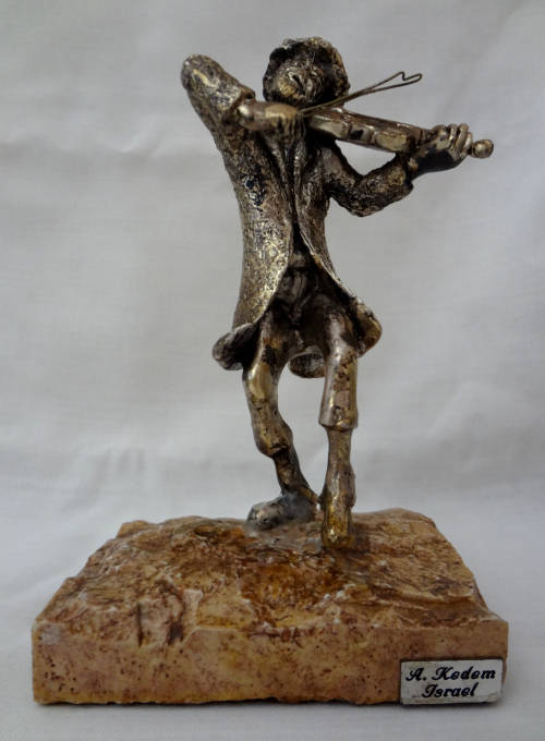 A.KEDEM - FIDDLE PLAYER - JUDAICA ISRAEL - STERLING SILVER