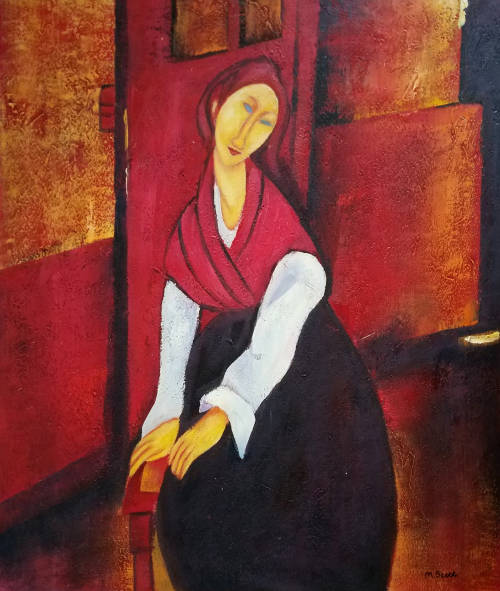 in style of / after modigliani oil painting