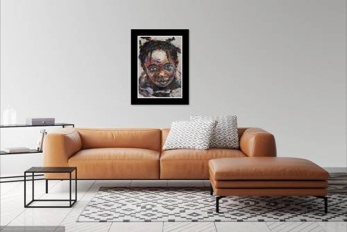 African Portrait - mixed media painting