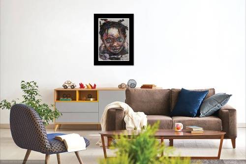 African Portrait - mixed media painting