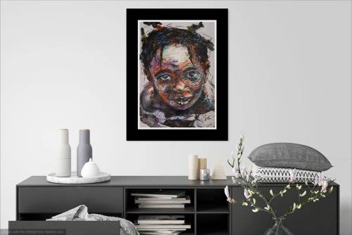 African Portrait - mixed media painting