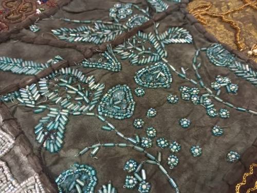 vintage indian hand embroidered & beaded wall hanging / throw
