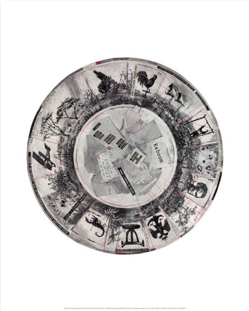 william kentridge  `kaboom` tondo print