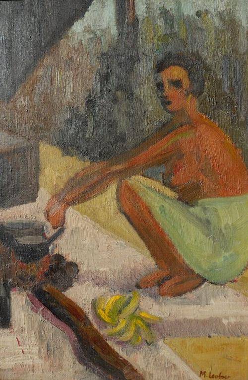 REDUCED  !!!!!!!        MAGGIE LAUBSER, "PREPARING A MEAL", OIL PAINTING !!!!!! R250 000-00 !!!!!!!!