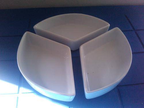 STUNNING 3PCE FIT TOGETTHER OR APART DISHES FOR SNACKS,DIPS,ETC