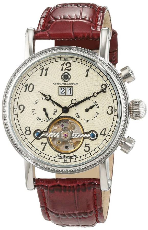CONSTANTIN DURMONT AUTOMATIC STAINLESS STEEL CHRONOGRAPH W/ BEIGE LEATHER BAND