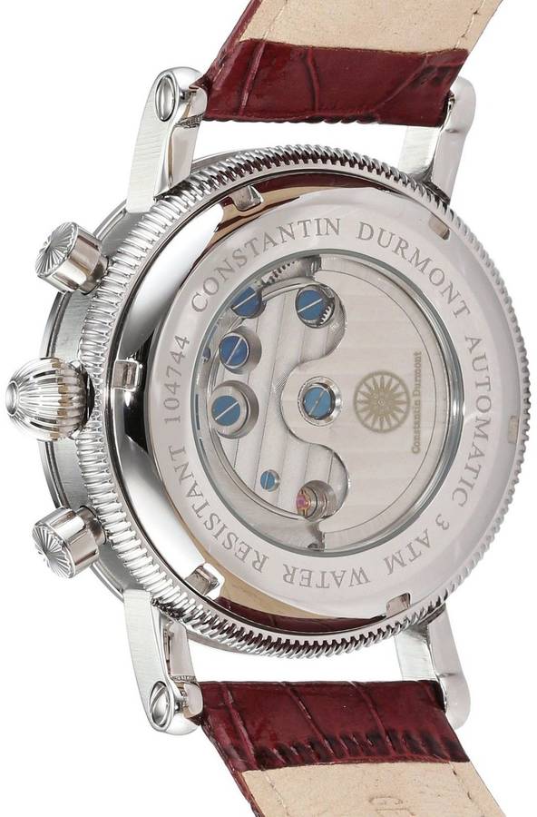 CONSTANTIN DURMONT AUTOMATIC STAINLESS STEEL CHRONOGRAPH W/ BEIGE LEATHER BAND