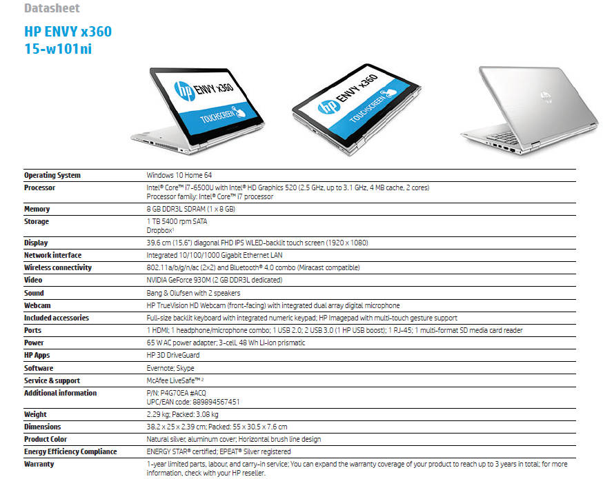 MONSTER GAMING  SPEC HP Envy TouchSmart I Convertible Laptop I  2.5GHz Intel Core i7 I 8GB Ram I 1TB