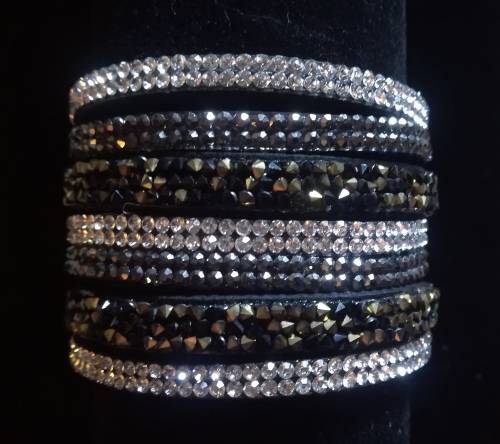 Multi-layered Black Rhinestone Bracelet