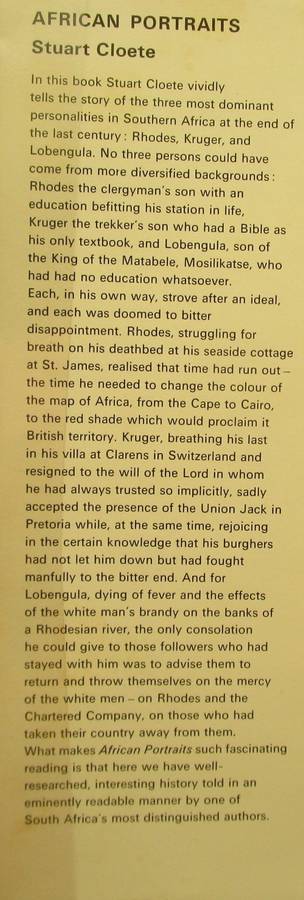 African Portraits a Biography of Paul Kruger, Cecil Rhodes and Lobengula Last King of the Matabele