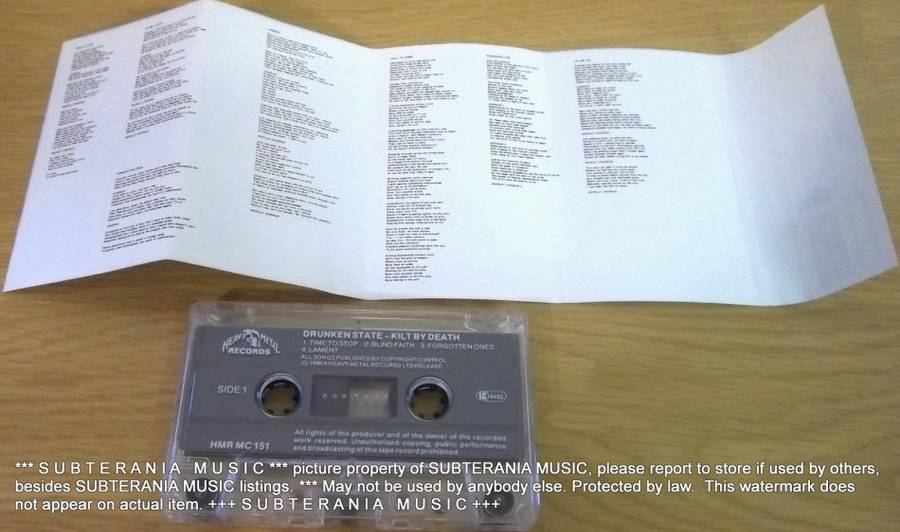 DRUNKEN STATE Kilt by Death Cassette Tape [[Shelf H]