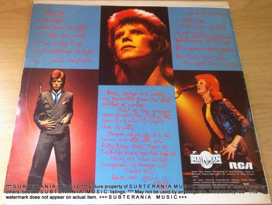 DAVID BOWIE Pinups Vinyl LP