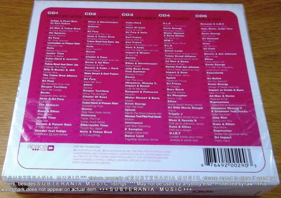 100 ANTHEMS: HARDCORE 5xCD  [Sealed]