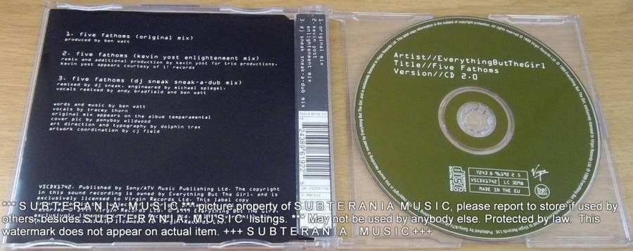 EVERYTHING BUT THE GIRL Five Fathoms 2 CD Maxi Single   [Shelf G Box 18]