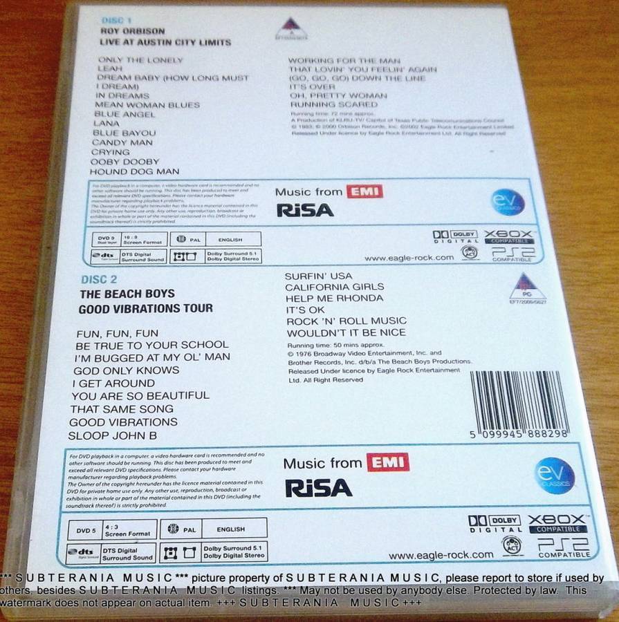 ROY ORBISON Live at Austin City / THE BEACH BOYS Good Vibrations Tour DVD