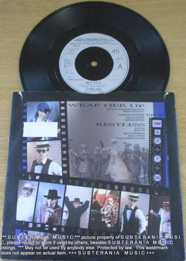 ELTON JOHN 7` single Wrap Her Up IMPORT BLACK vinyl