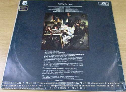 THE WHO Next VINYL RECORD