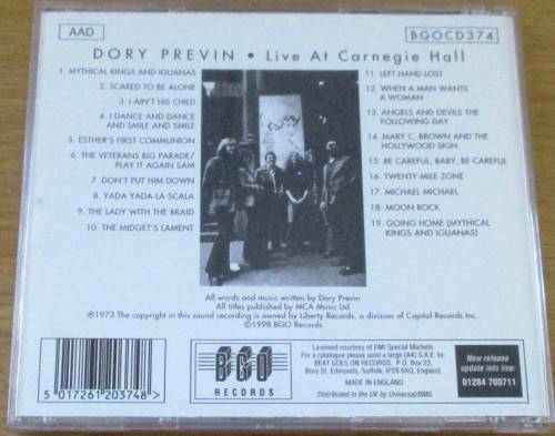 DORY PREVIN  Live At Carnegie Hall  [Shelf Z Box 5]