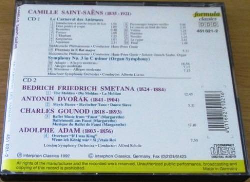 SAINT-SAENS / SMETANA / DVORAK Le Carneval des Animaux 2xCD [Classical Box 3]