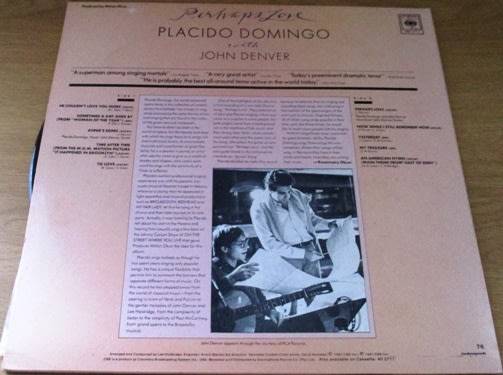 PLACIDO DOMINGO with John Denver Perhaps Love VINYL RECORD