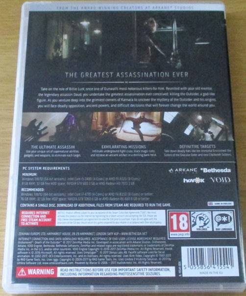 PC DVD GAME: DISHONORED Death of the Outsider