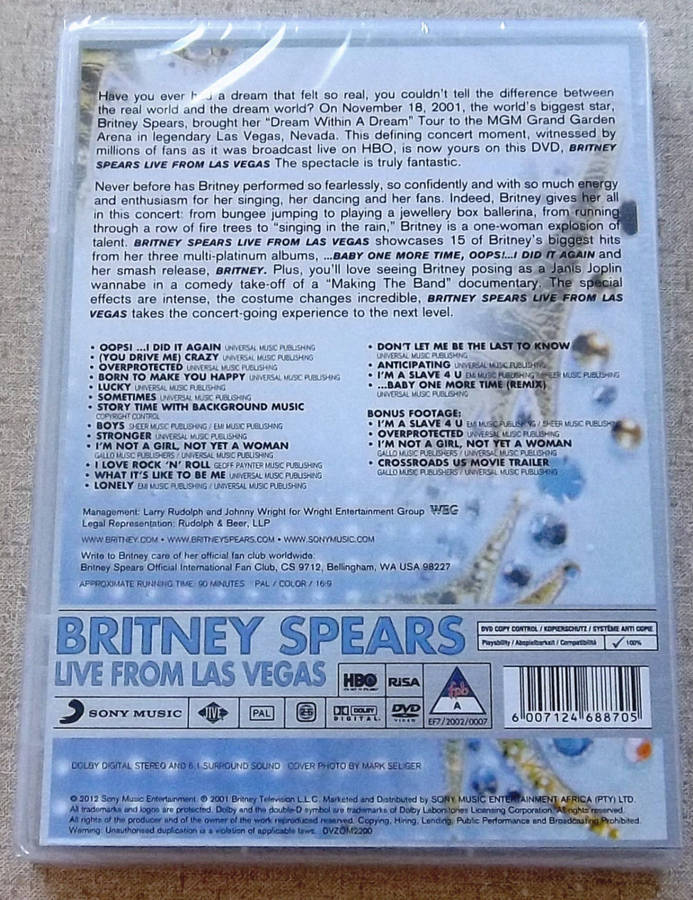 BRITNEY SPEARS Live from Las Vegas DVD
