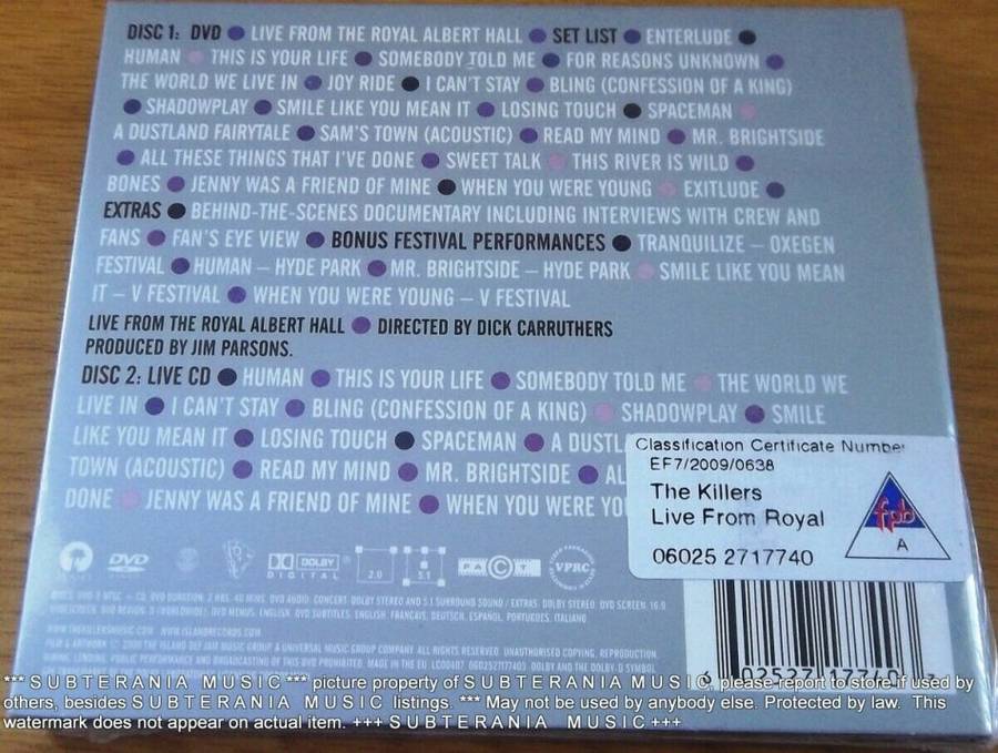 THE KILLERS Live From The Royal Albert Hall CD+DVD EUROPE 0602527177403
