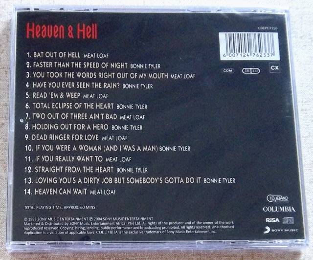 MEAT LOAF & BONNIE TYLER Heaven & Hell SOUTH AFRICA Cat# CDEPC7156