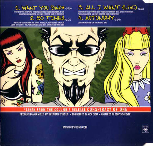 THE OFFSPRING Want You Bad CD Single Europe Cat#  COL 670743 2
