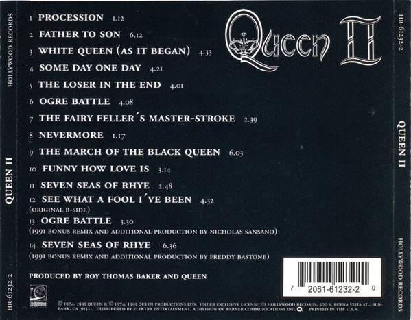 QUEEN II 1991 20th anniversary American Issue Cat# DARCD 3112