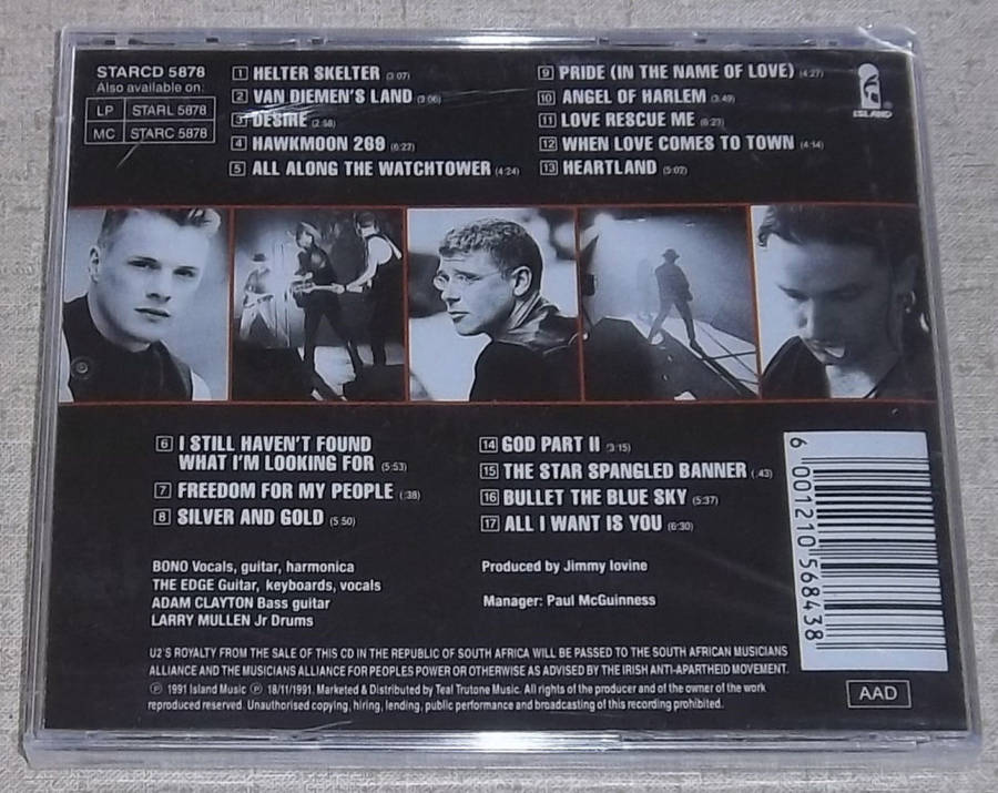 U2 Rattle & Hum SOUTH AFRICA Cat# STARCD 5878